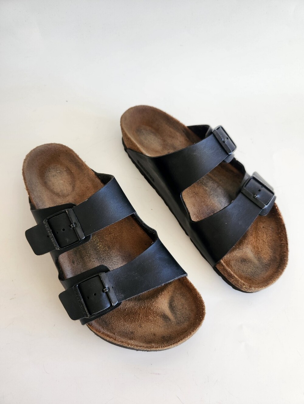 Birkenstock Arizona Black Leather 2 Strap Sandals Mens Size 43 US 10 Reg